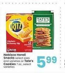 Albertsons Nabisco handi snacks, or tate's cookies offer