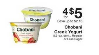 Fairway Store Market Chobani greek yogurt offer