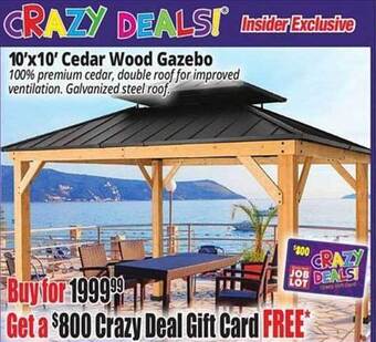 Ocean State Job Lot 10' x 10' cedar wood gazebo offer