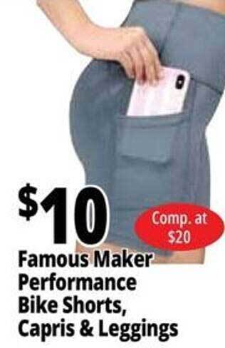 Ocean State Job Lot Famous maker performance bike shorts, capris & leggings offer