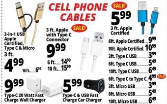 Ocean State Job Lot Cell phone cables offer