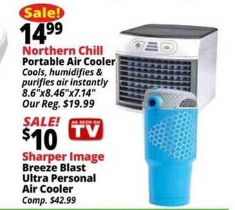 Ocean State Job Lot Northern chill portable air cooler, sharper image breeze blast ultra personal air cooler offer