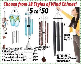 Ocean State Job Lot 18 styles of wind chimes! offer