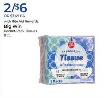 Rite Aid Big win pocket-pack tissues offer