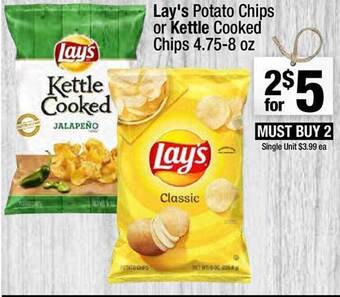 Super King Markets Lay's potato chips or kettle cooked chips offer