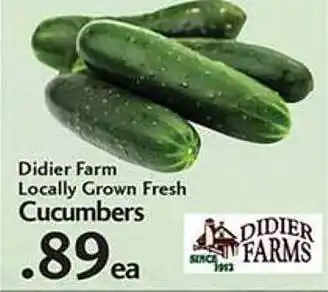 Sunset Foods Didier farm locally grown fresh cucumbers offer