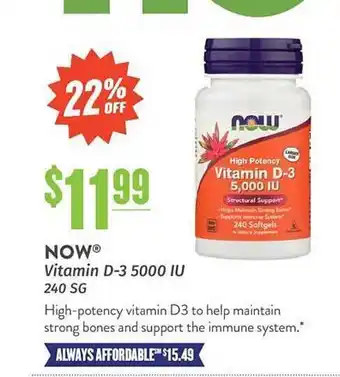 Natural Grocers Now® vitamin d-3 5000 iu 240 sg offer