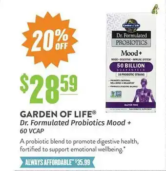 Natural Grocers Garden of life® dr. formulated probiotics mood + 60 vcap offer