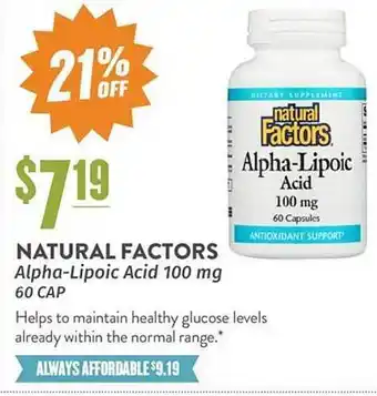 Natural Grocers Natural factors alpha-lipoic acid 100 mg 60 cap offer