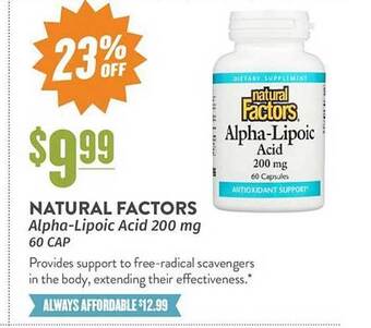 Natural Grocers Natural factors alpha-lipoic acid 200 mg 60 cap offer