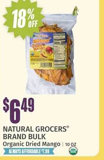 Natural Grocers Natural grocers brand bulk organic dried mango offer