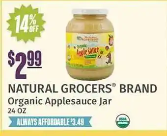 Natural Grocers Natural grocers brand organic applesauce jar offer