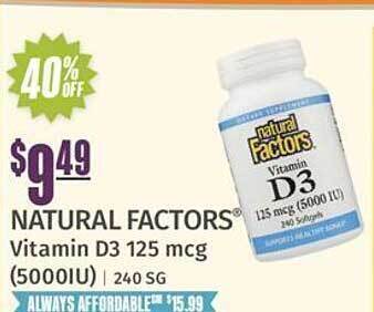 Natural Grocers Natural factors vitamin d3 125 mcg offer