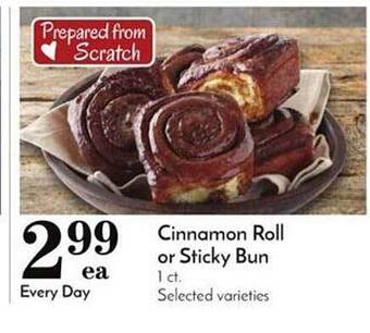 Pavilions Cinnamon roll or sticky bun offer