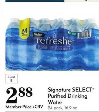 Pavilions Signature select purified drinking water offer