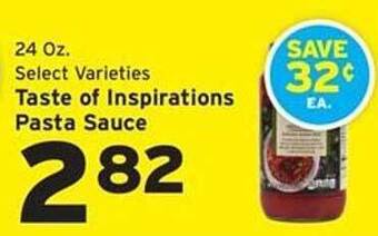Hannaford Taste of inspirations pasta sauce offer