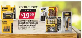 Ace Hardware Dewalt bit sets or impact driver right angle attachment offer