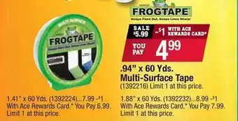 Ace Hardware Frogtape multi-surface tape offer