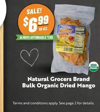 Natural Grocers Natural grocers brand bulk organic dried mango offer