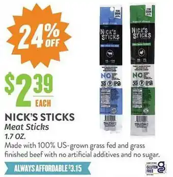Natural Grocers Nick's sticks meat sticks offer