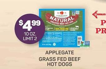 Applegate grass fed beef hot dogs