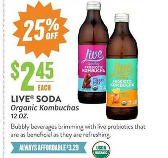 Natural Grocers Live soda organic kombuchas offer