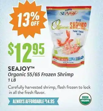 Natural Grocers Seajoy organic 55-65 frozen shrimp offer
