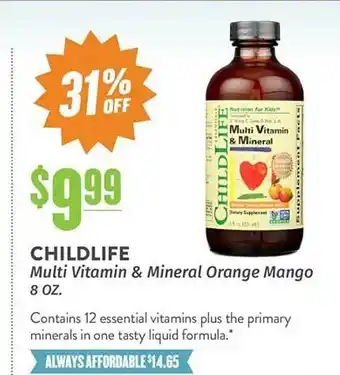 Natural Grocers Childlife multi vitamin & mineral orange mango offer