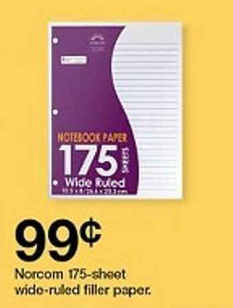 Target Norcom 175-sheet wide-ruled filler paper offer