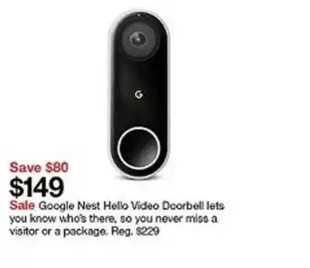 Target Sale Google Nest Hello Video Doorbells Lets You Know Who's There, So You Never Miss A Visitor Or A Package offer