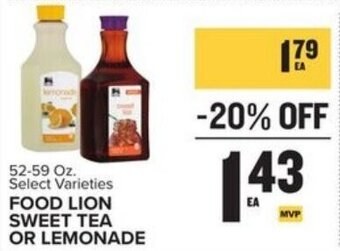 Food Lion Food Lion Sweet Tea or Lemonade 52-59 oz offer