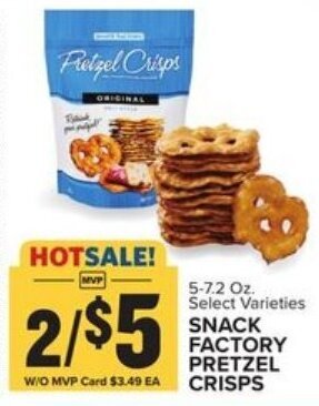 Food Lion Snack Factory Pretzel Crisps 5-7.2 oz offer