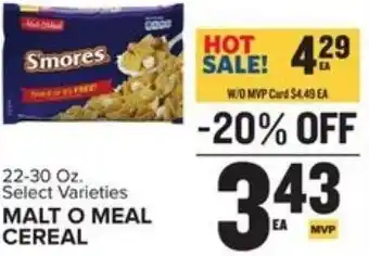 Food Lion Malt O Meal Cereal 22-30 oz offer