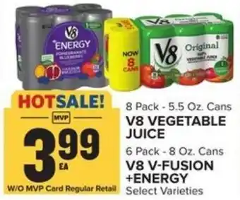 Food Lion V8 Vegetable Juice 5.5 oz , V8 V-Fusion + Energy 8 oz offer