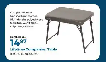 Lifetime companion table