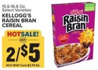 Food Lion Kellogg's Raisin Bran Cereal 15.6-16.6 oz offer