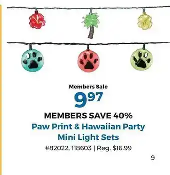 Paw print & hawaiian party mini light sets