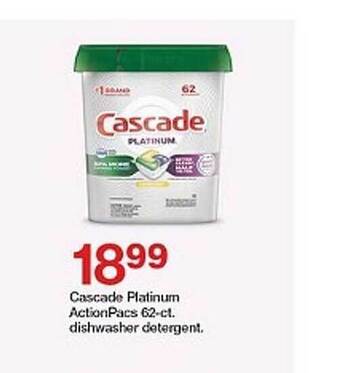 Target Cascade platinum actionpacs dishwasher detergent offer