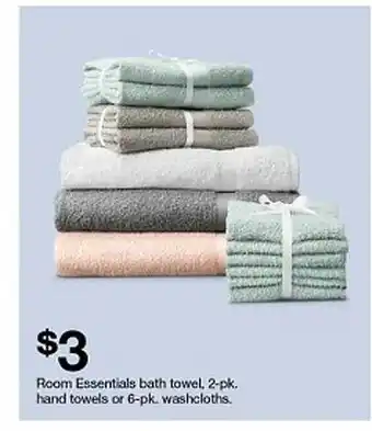 Target Romm essentials bath towel, hand towels or washcloths offer