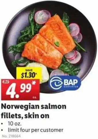 Lidl Norwegian Salmon Fillets, Skin On 10 oz. offer