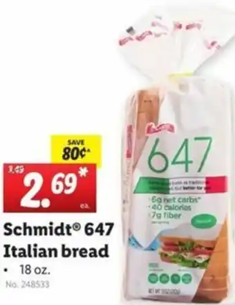 Lidl Schmidt 647 Italian Bread 18 oz offer