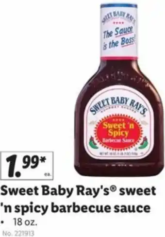 Lidl Sweet Baby Ray's Sweet 'N Spicy Barbecue Sauce 18 oz offer