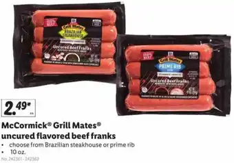 Lidl McCormick Grill Mates Uncured Flavored Beef Franks 10 oz offer