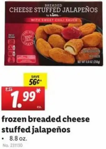 Lidl Frozen Breaded Cheese Stuffed Jalapeños 8.8 oz offer