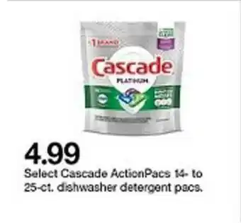 Target Select Cascade Actionpacs 14- To 25-ct Dishwasher Detergent Pacs offer
