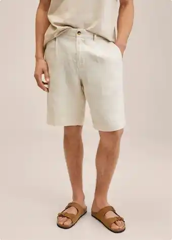 Mango Elastic waist linen bermuda shorts offer