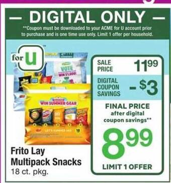 ACME Frito lay multipack snacks offer