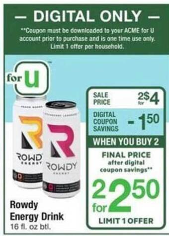 ACME Rowdy energy drink offer