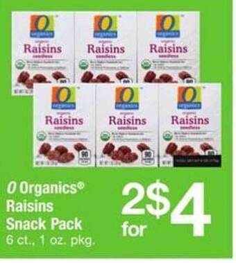 ACME O organics raisins snack pack offer