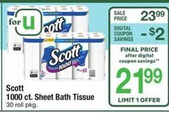 ACME Scott 1000 ct. sheet bath tissue offer